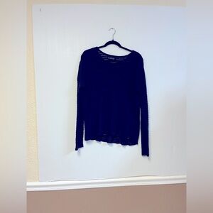 Volcom Women’s Dark Navy Open Knit Pullover Sweater – Size‎ L 100% Cotton